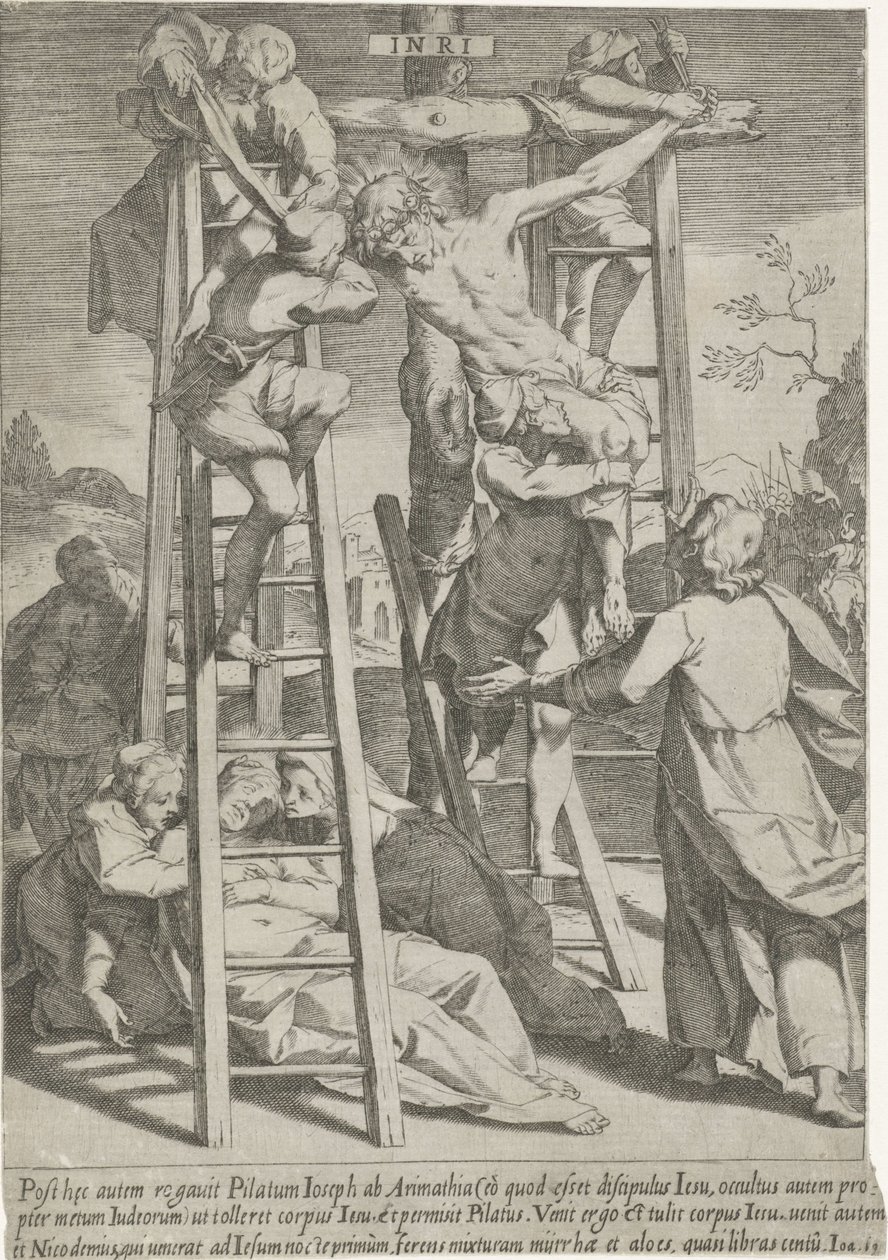 Descent from the Cross (Passion of Christ series) by Pieter de Jode (I)