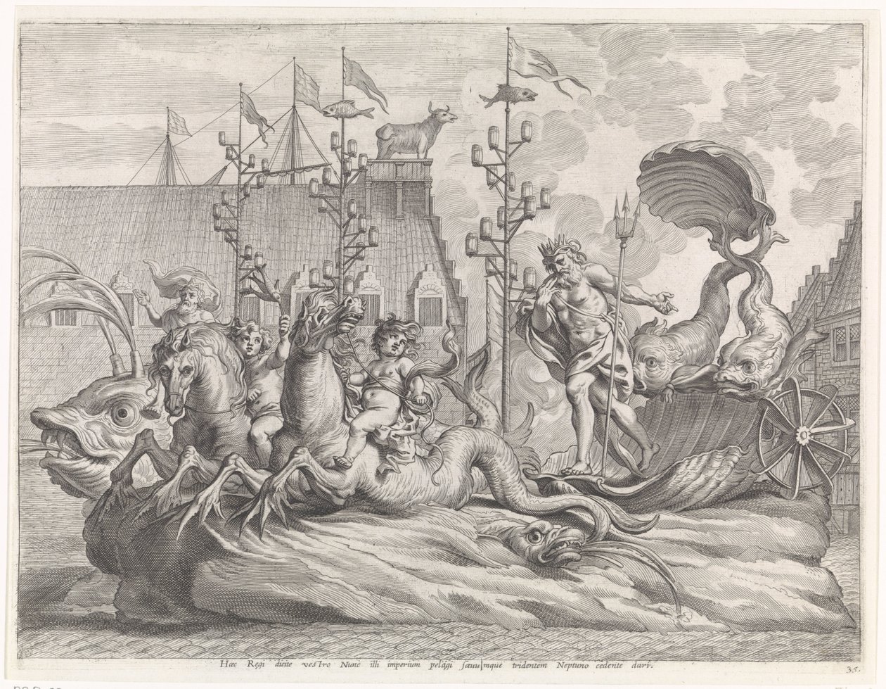 Spectacle with the Chariot of Neptune (series title: Joyous Entry of the Cardinal-Infant in Ghent, 1635) by Pieter de Jode (II)