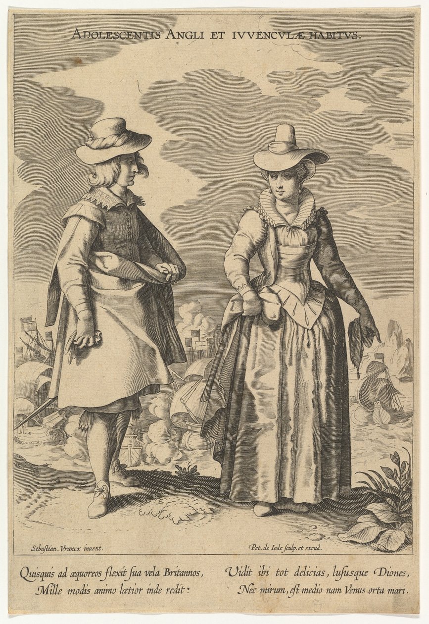 Adolescentis Angli et Iuvenculae Habitus, from Fashions of Different Nations by Pieter de Jode I