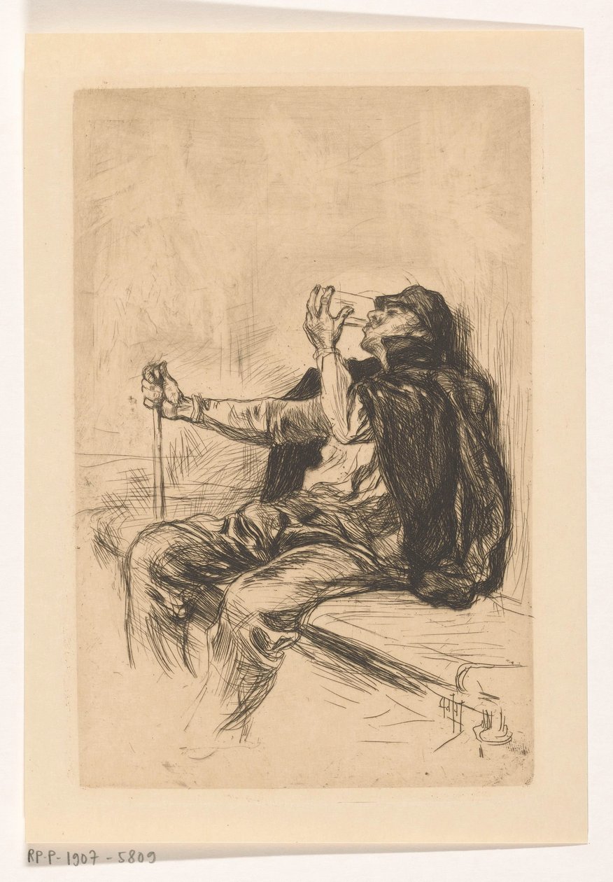 Drinking man with walking stick by Pieter de Josselin