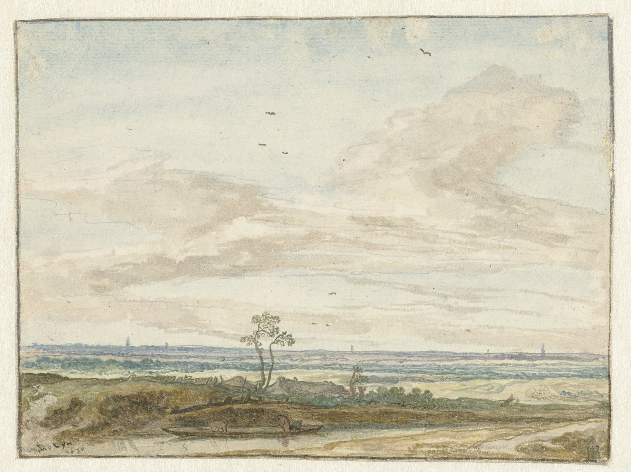 Wide Landscape with a Road Along a Canal by Pieter de Molijn