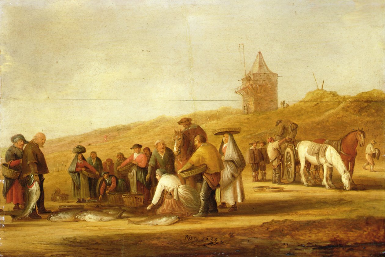 Fishermen Selling their Catch on the Beach by Pieter de Neyn