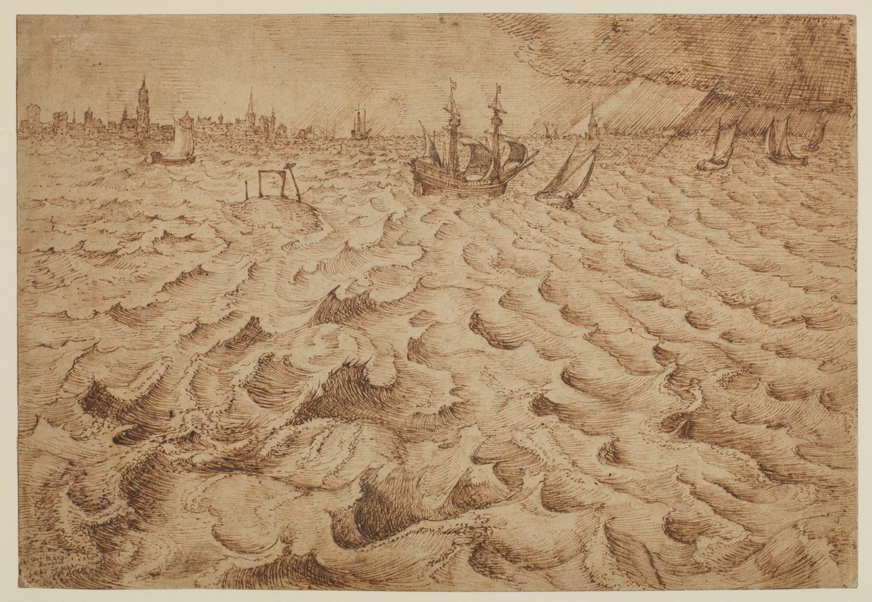 A Storm on the River Schelde with a View of Antwerp by Pieter Bruegel the Elder