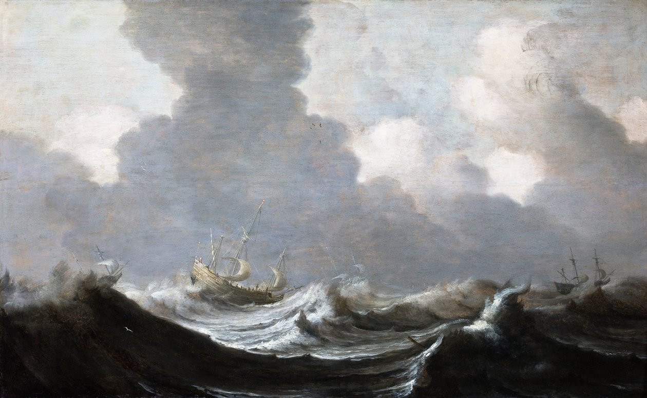 Four Vessels Running Before a Gale by Pieter the Elder Mulier