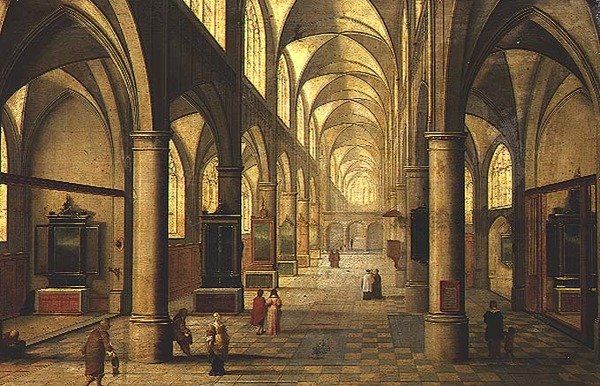 Interior of Cathedral with Figures by Pieter the Elder Neeffs