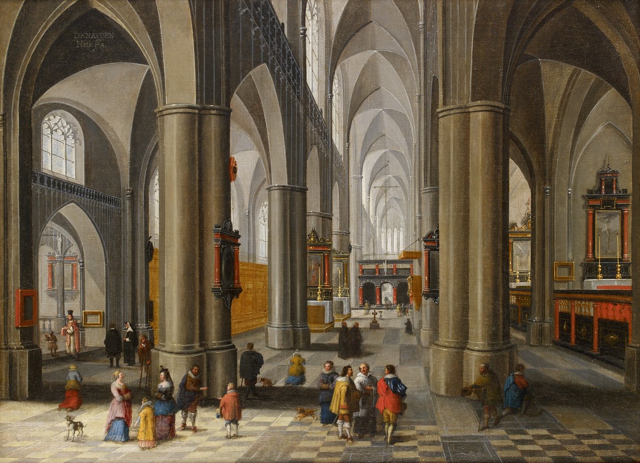 Interior of a Cathedral with Figures by Pieter the Elder Neefs