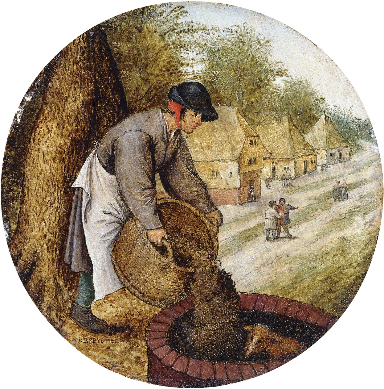 A Proverb - To Fill up the Well After the Calf has Drowned by Pieter Brueghel the Younger