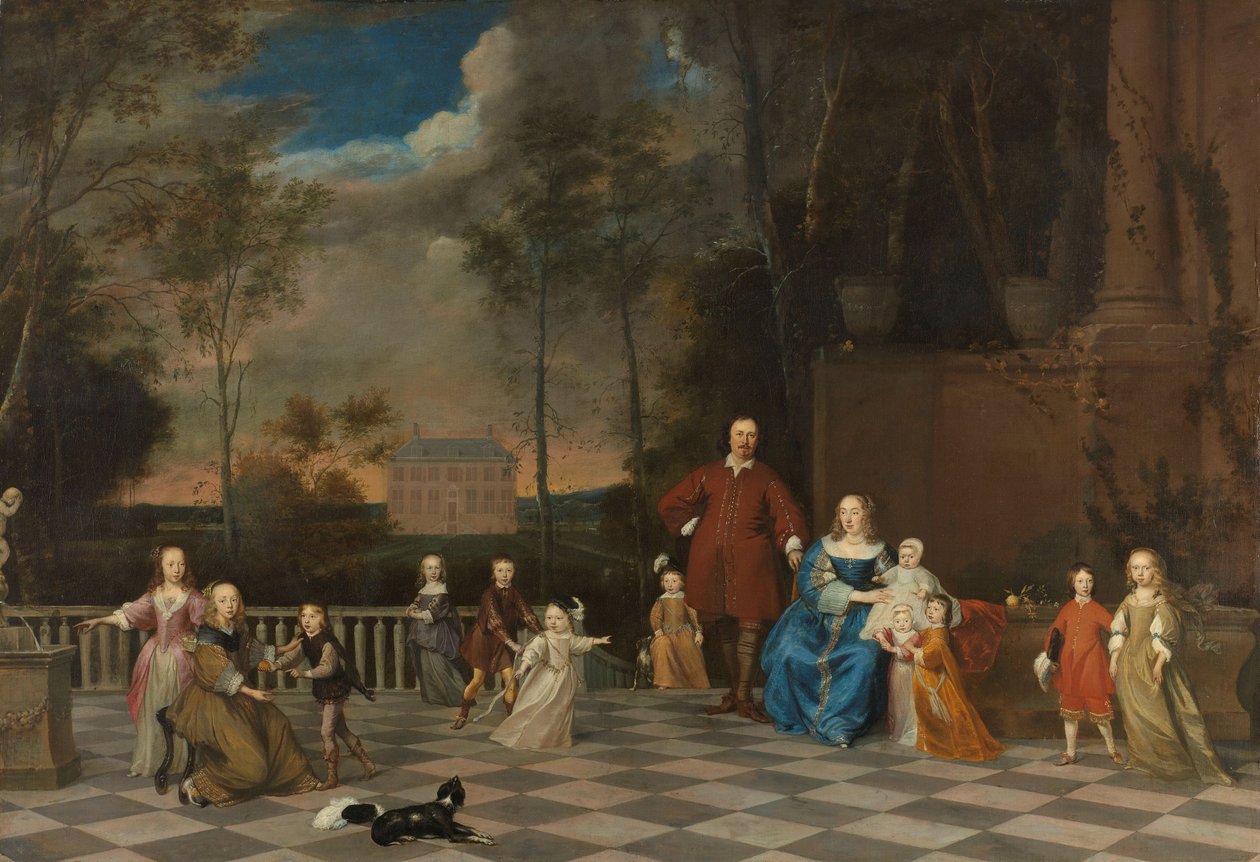 The Amsterdam Merchant Jeremias van Collen with his Wife and their Twelve Children by Pieter van Anraedt