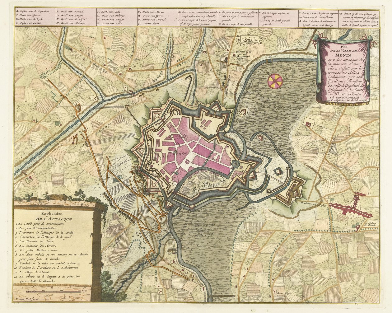 Map of the Siege of Menen, 1706 by Pieter van Call (II)