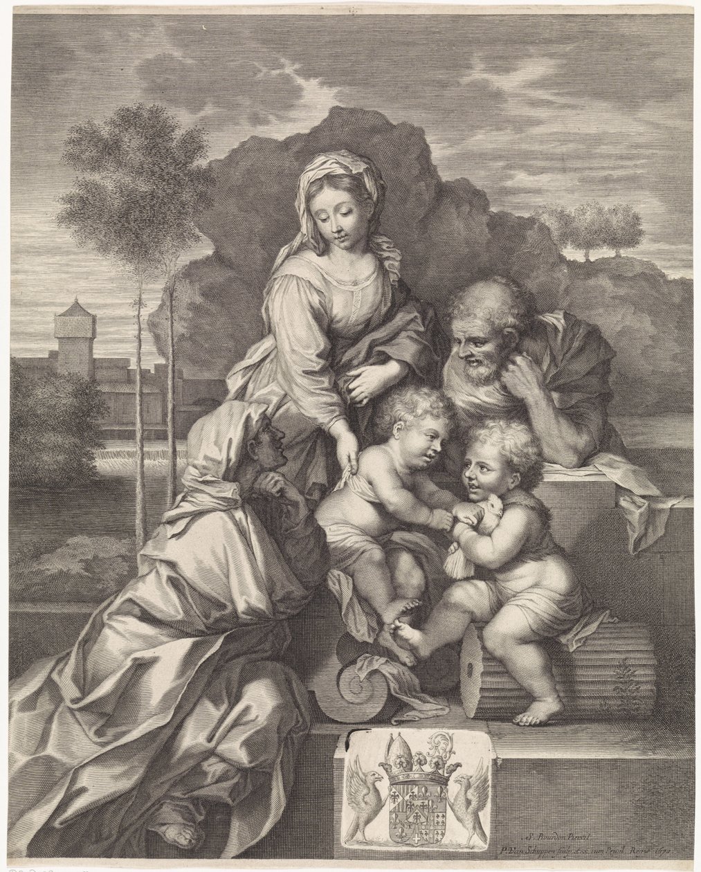 Holy Family with Elizabeth and John the Baptist by Pieter van Schuppen