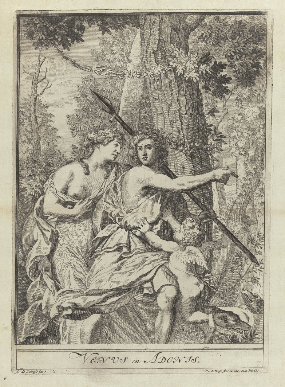 Print 11 from Series of Drawing Examples with Venus and Adonis by Pieter van den Berge