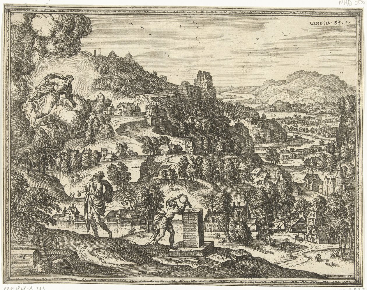 God Blesses Jacob and Names Him Israel (series title: Images and Scenes from the Bible) by Pieter van der Borcht (I)