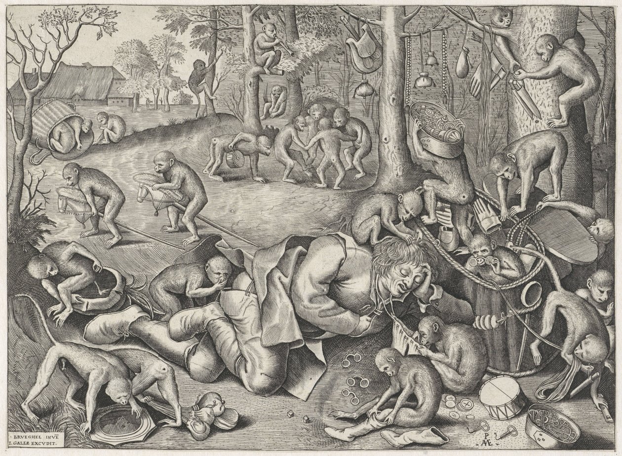 Peddler Robbed by Monkeys by Pieter van der Heyden