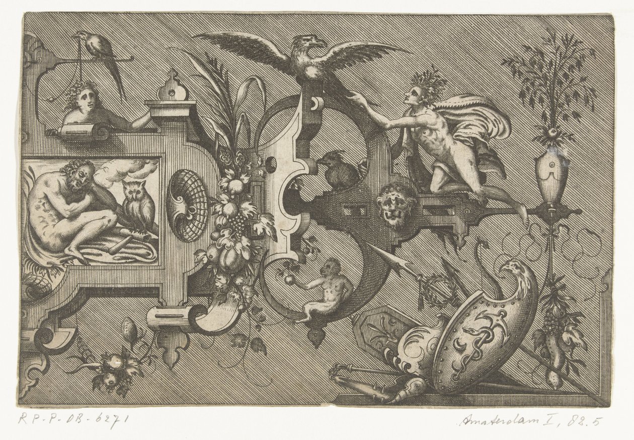 Right Half of a Large Cartouche with a Depiction of the Night by Pieter van der Heyden