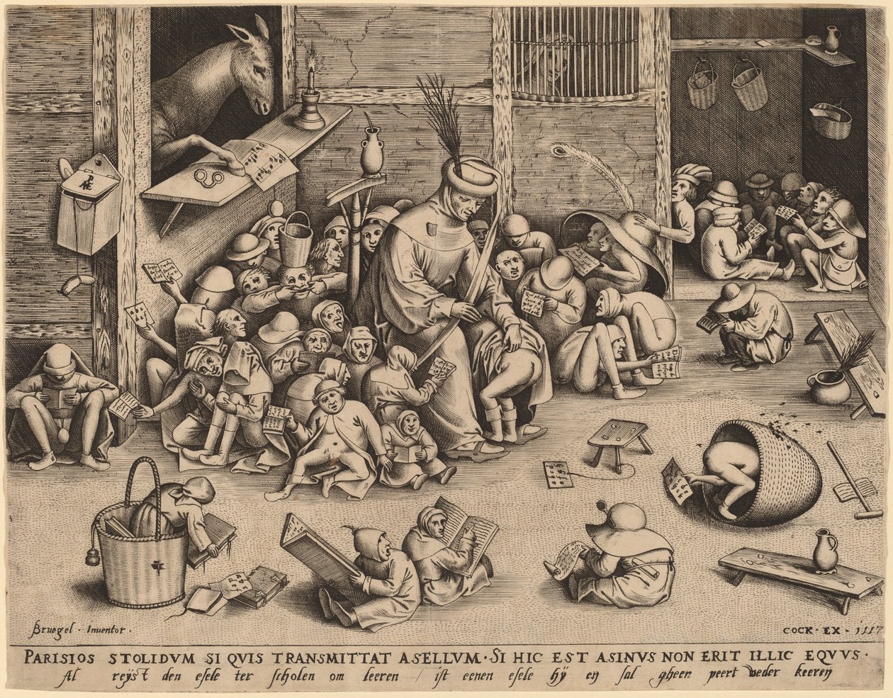 The Ass at School by Pieter van der Heyden after Pieter Bruegel the Elder