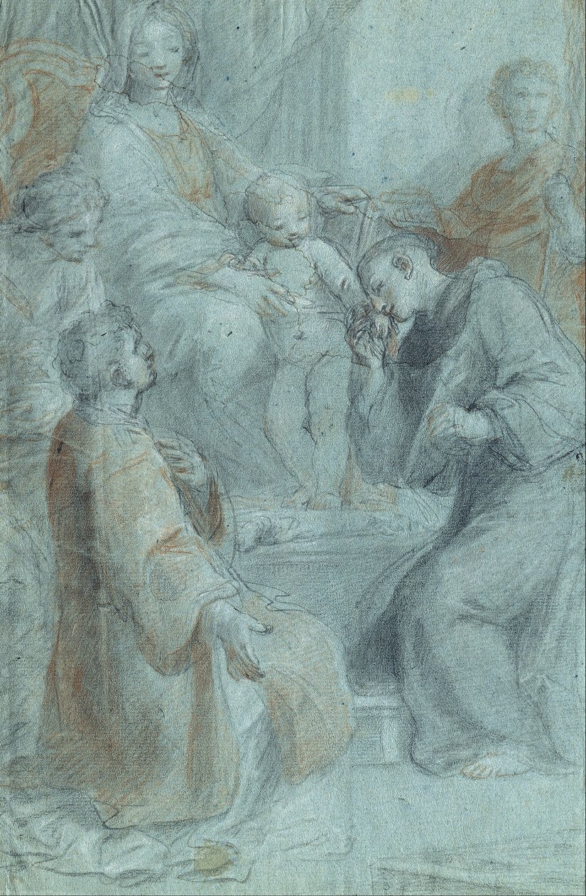 Madonna and Child Enthroned with Saints Lawrence, Anthony of Padua, Praxedes and Venantius by Pietro De Pietri
