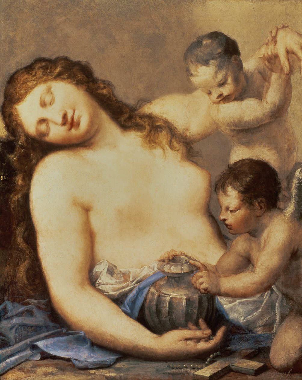 Penitent Mary Magdalene with Putti by Pietro Liberi