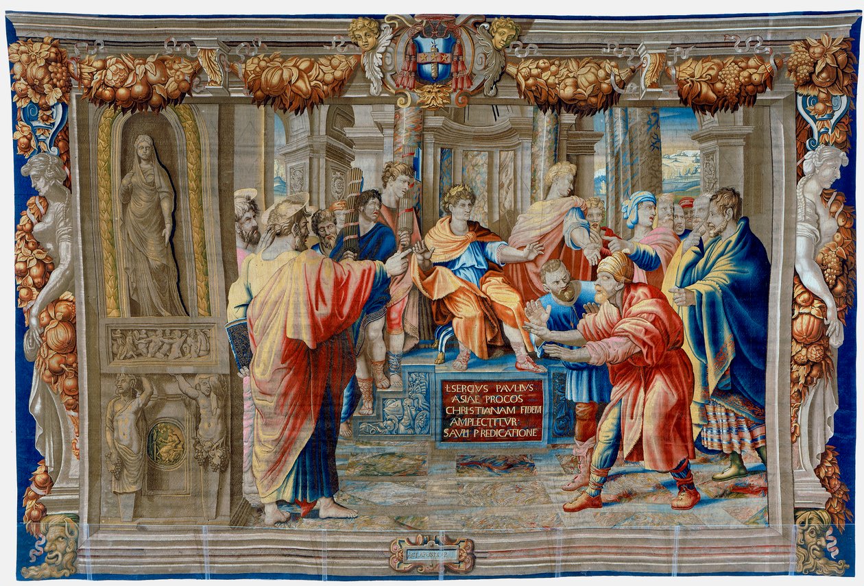 Seventeenth Century Tapestry Depicting the Blinding of the Sorcerer Elima by Pietro 1579 1669 Fevère
