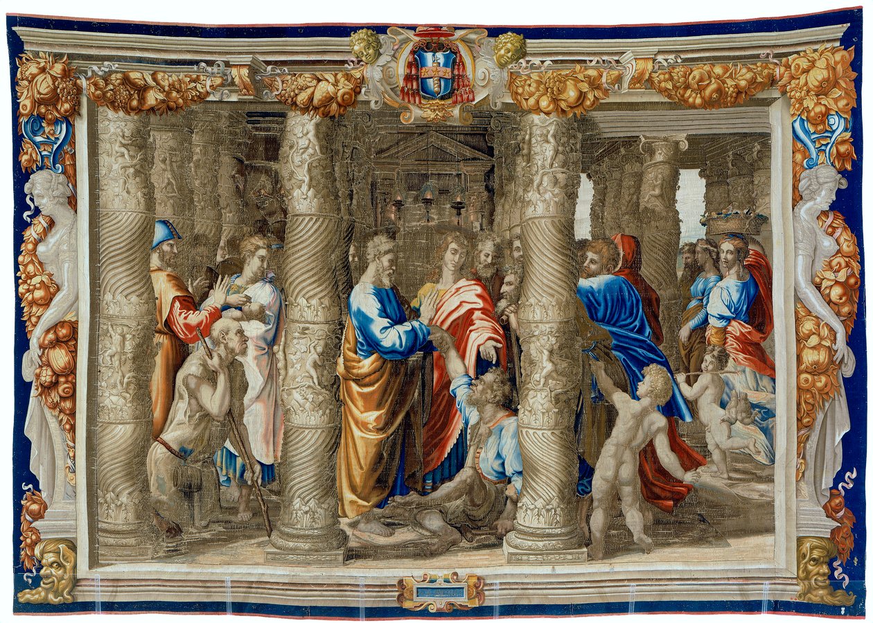 Seventeenth Century Tapestry Depicting the Healing of the Cripple by Pietro 1579 1669 Fevère
