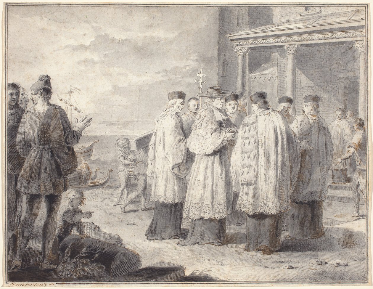 Paulinus, Cardinal and Patriarch of Aquileia, Transfers His Seat to Grado by Pietro Antonio Novelli