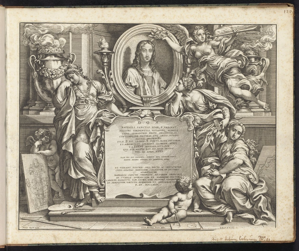 Portrait of Raphael (series title: Raphael Bible, Imagines Veteris ac Novi Testamenti) by Pietro Aquila