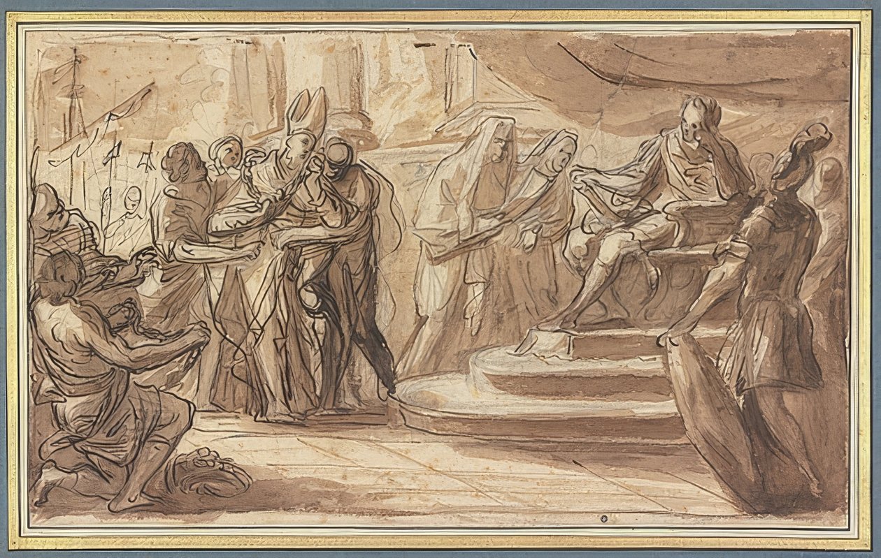 A Bishop is Brought Bound Before a Roman Emperor by Pietro Bianchi