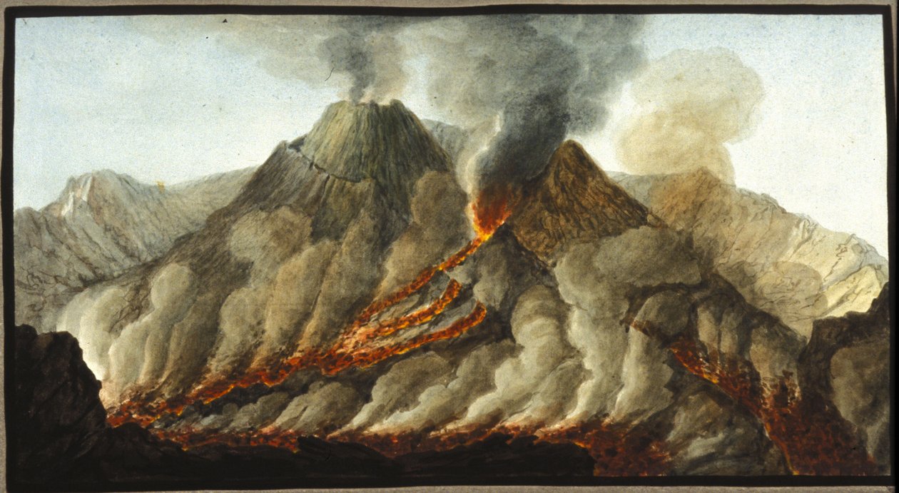 The erupting Vesuvius (gouache by Pierre Fabris at the request of Sir William Hamilton) by Pietro Fabris