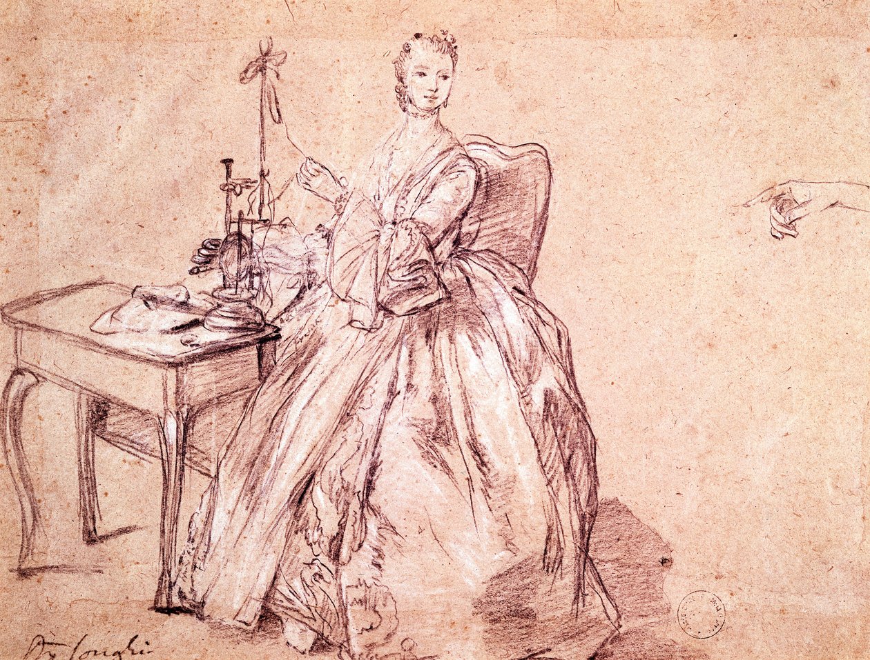 Lady Spinning Thread by Pietro Longhi