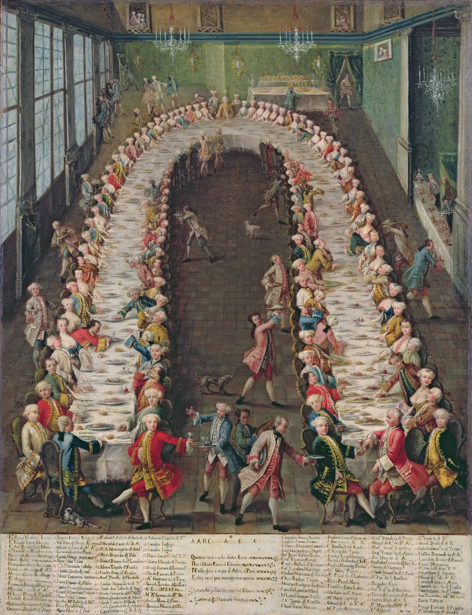 The Banquet at Casa Nani, Given in Honour of their Guest, Clemente Augusto, Elector Archbishop of Cologne, on 9th September 1755 by Pietro Longhi