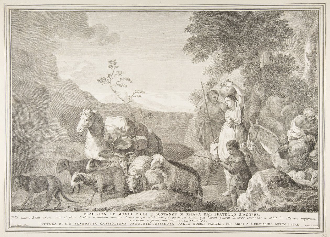 Esau and His Family Parting Ways with Jacob by Pietro Monaco