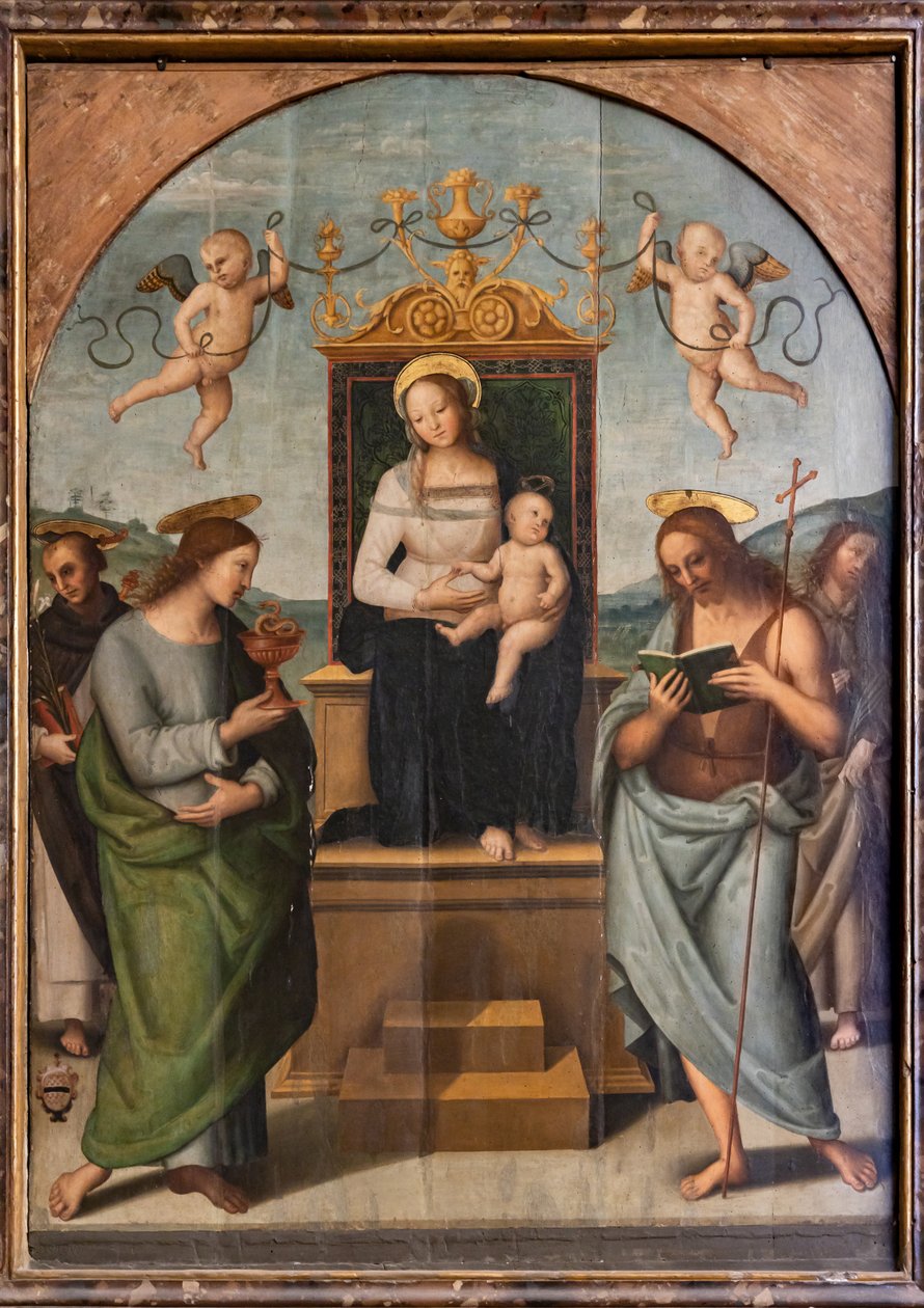 Enthroned Virgin among St. Gervase, Protasio, Paul and Peter by Pietro Perugino