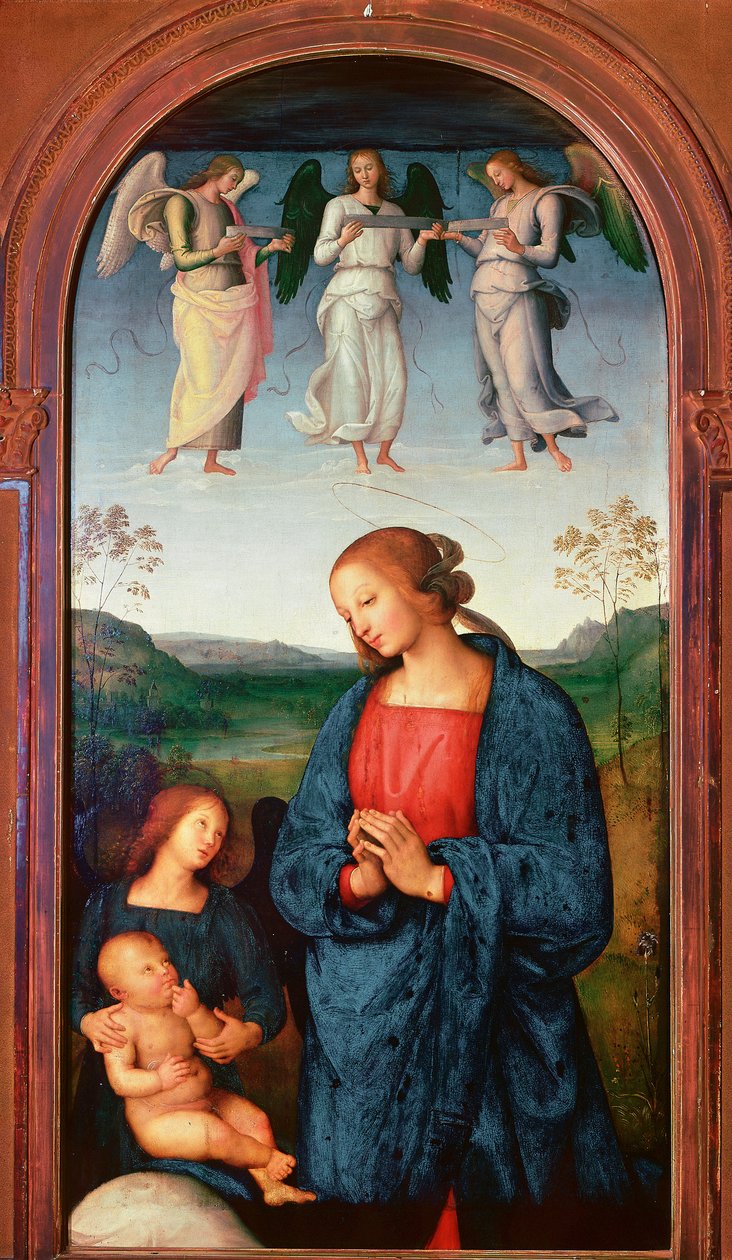 Polyptych of the Chartreuse of Pavia: Madonna and Child with Three Angels by Pietro Perugino