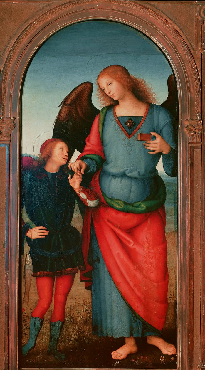 Polyptic of the Chartreuse of Pavia: Tobie and the Archangel Gabriel by Pietro Perugino