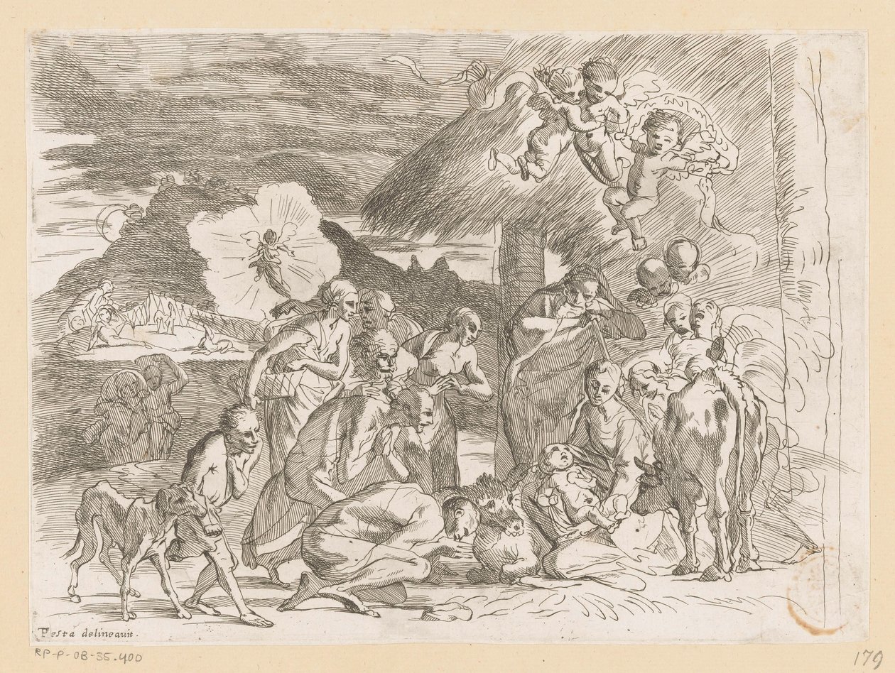 Adoration by the Shepherds by Pietro Testa