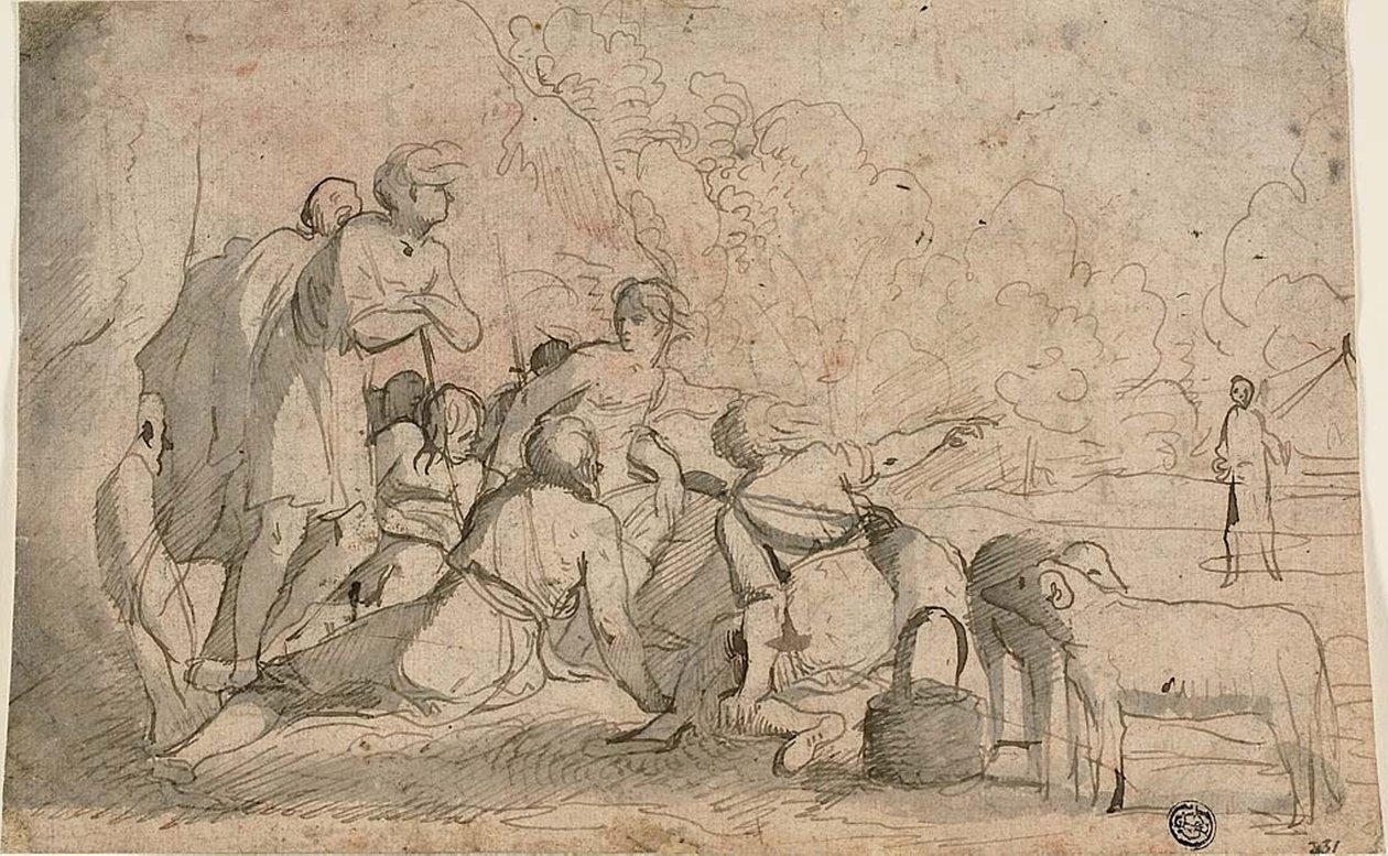Group of Shepherds and a Ram by Pietro Testa