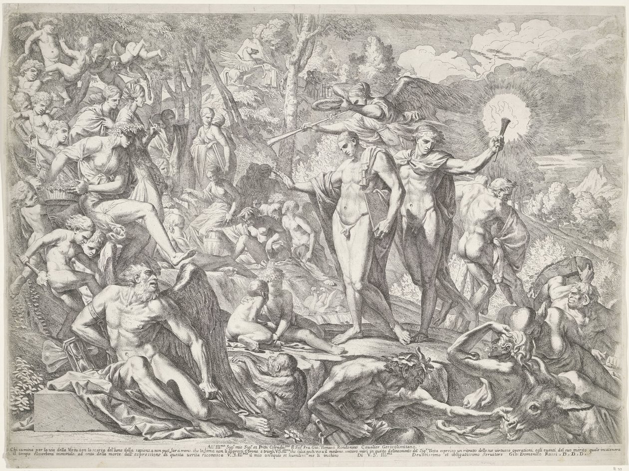Young Man Arrives at Parnassus via the Road of Virtue by Pietro Testa