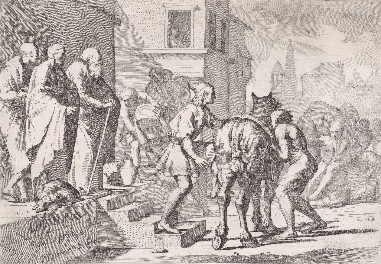 The Departure of the Prodigal Son, Shown About to Mount a Horse, from a Series of Four by Pietro Testa