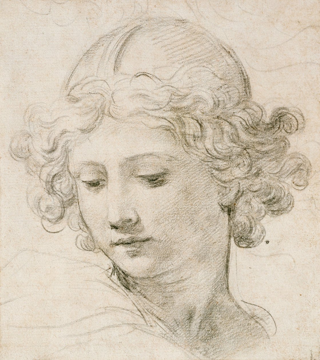 Head of an Angel, Looking Down to the Left by Pietro da Cortona