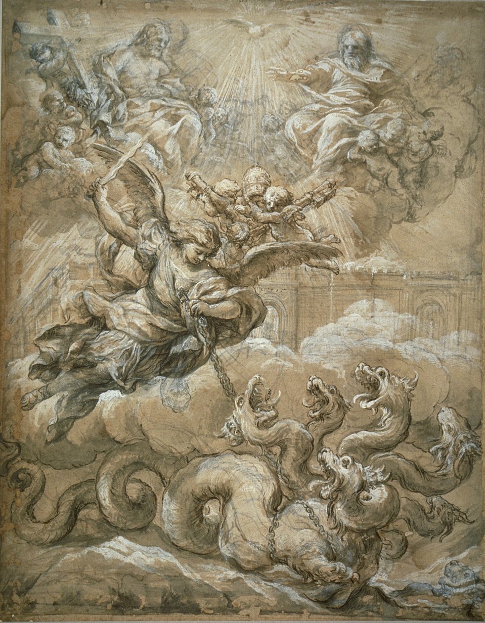 The Holy Trinity with Saint Michael Conquering the Dragon by Pietro da Cortona