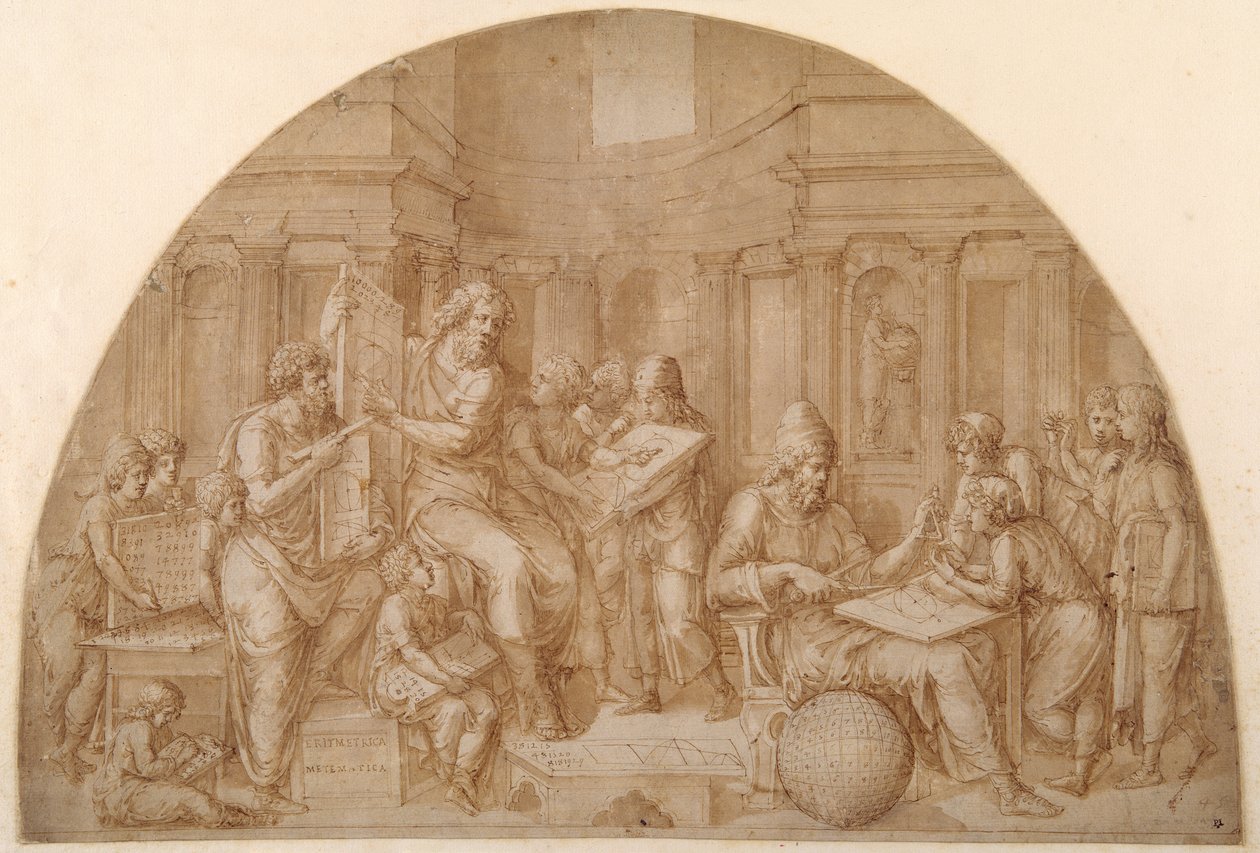 Design for a Lunette with Figures of Mathematicians and Their Students by Pirro Ligorio