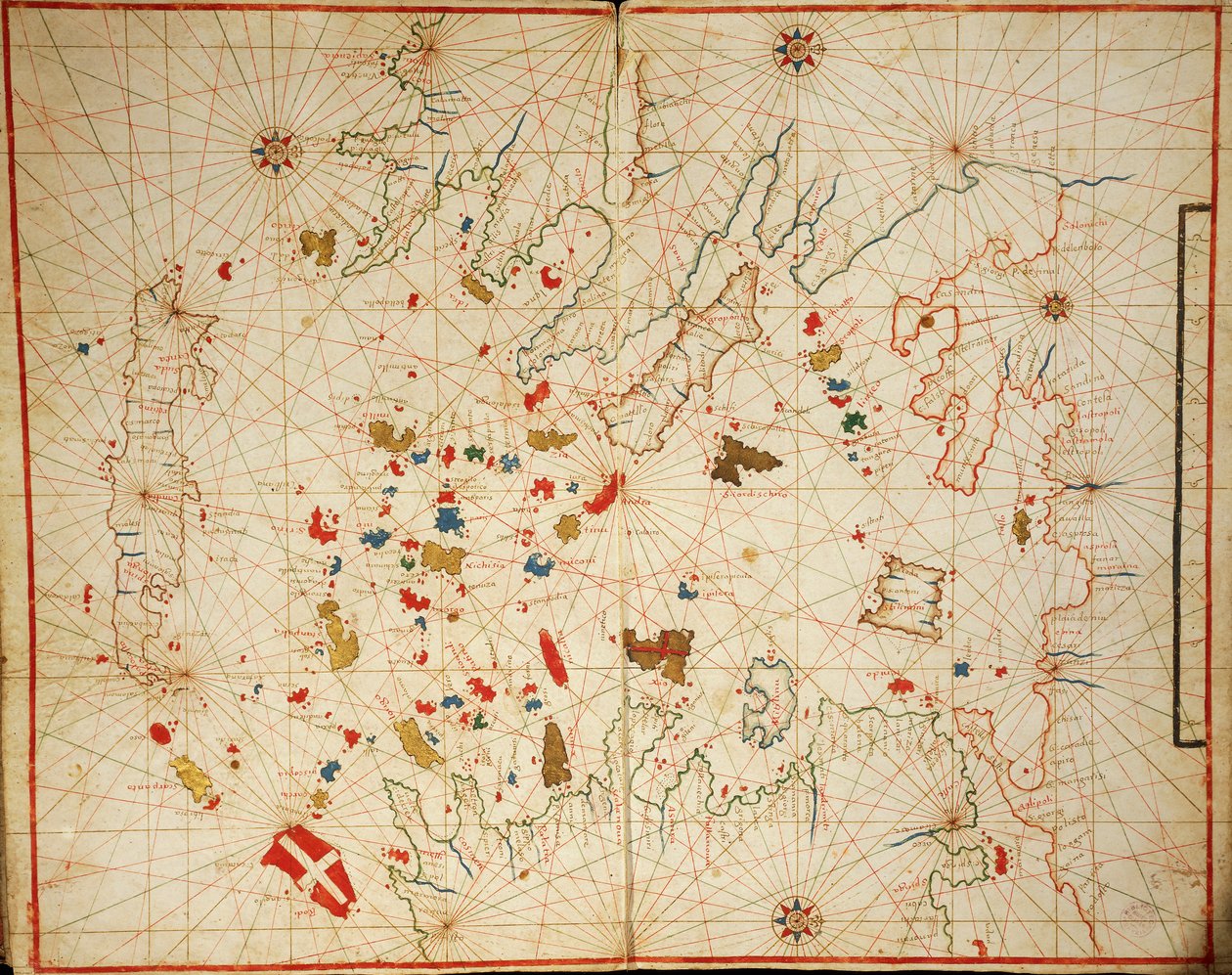 Aegean Sea, from Portolan Atlas Consisting of Six Charts by Placido Caloiro e Oliva