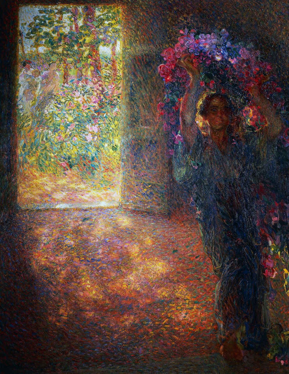 Flower house, ca 1910, by Plinio Nomellini, oil on canvas, Italy, 20th century by Plinio Nomellini