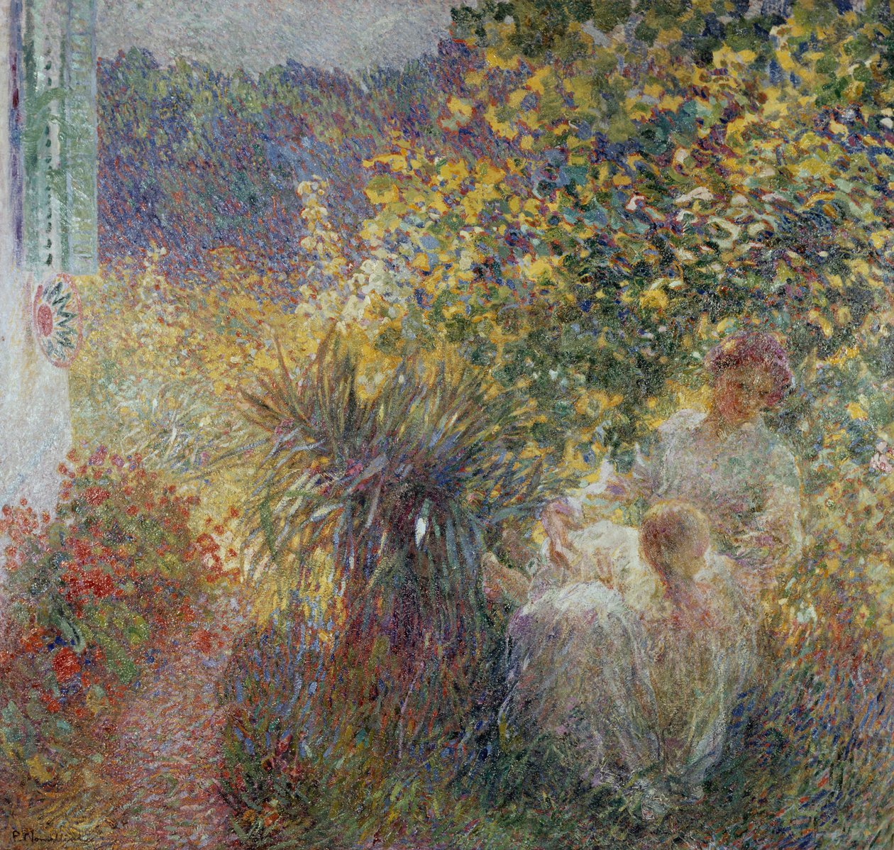 Mother and Son in the Garden by Plinio Nomellini