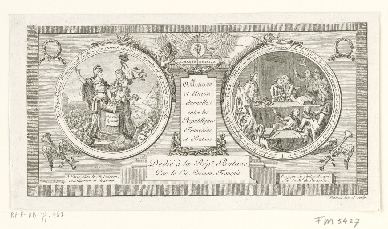 Medallion on the Alliance between the French and Batavian Republics, 1795 by Poisson
