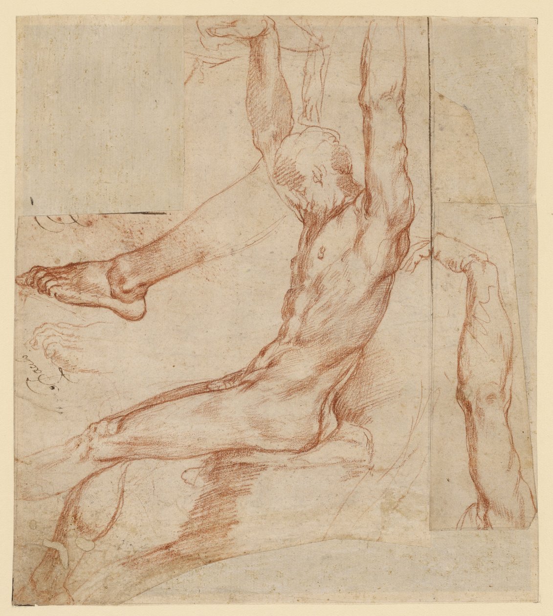 Study of a Man with Various Sketches (recto); Study of a Man
