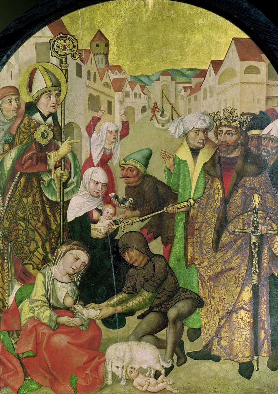 St. Stanislas (1030-79) Watching the Punishment of Unfaithful Wives as Commanded by King Boleslas II (1039-81) by Polish School