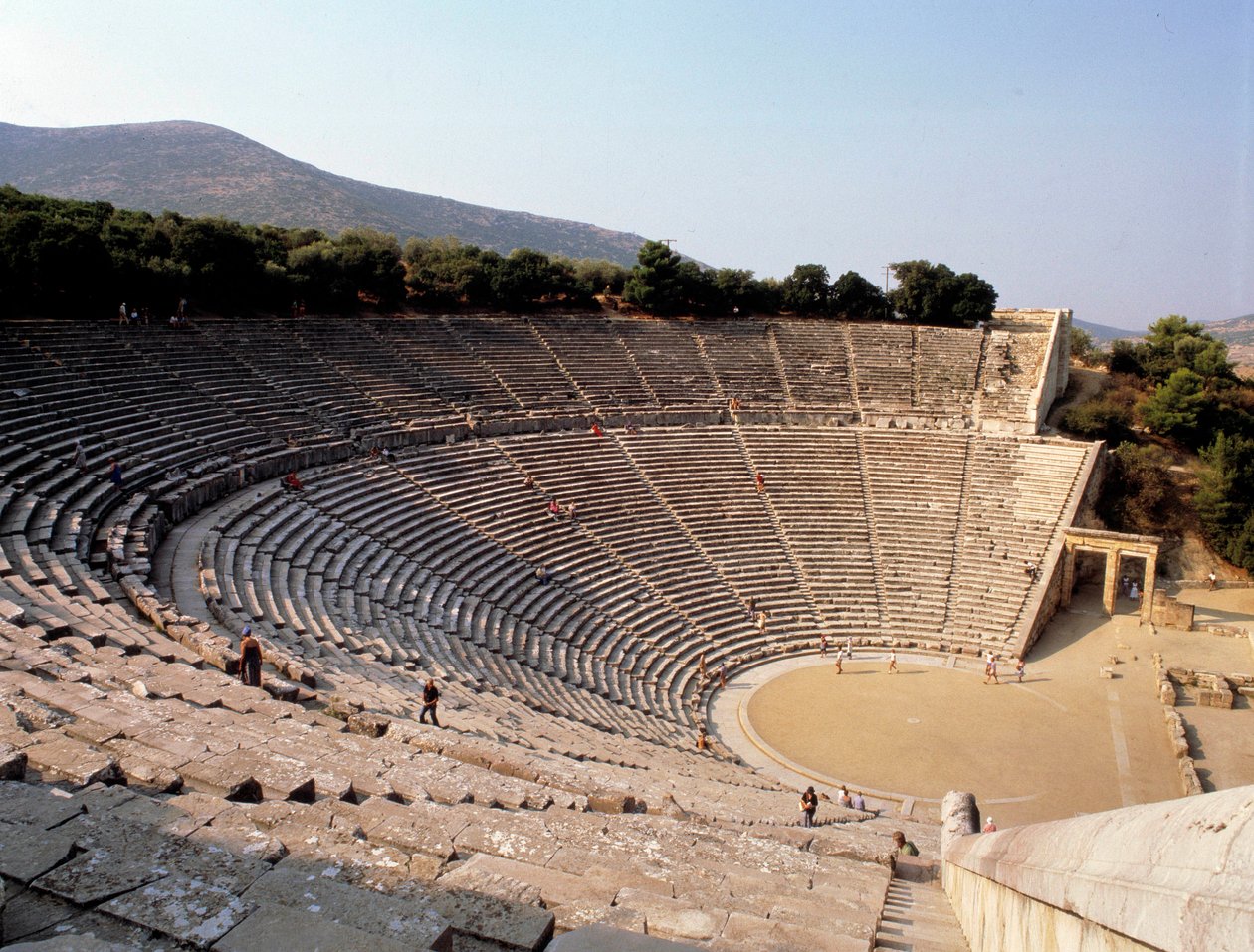 View of the theatre of Epidaurus realized by the architect Polyclete the Younger in Greece by Polycletus (active c.450 c.415 BCE)