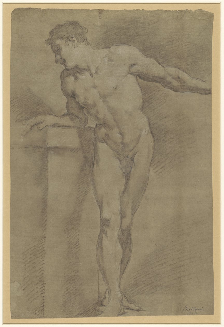 Study of a Standing Male Model, Leaning Against a Parapet by Pompeo Batoni