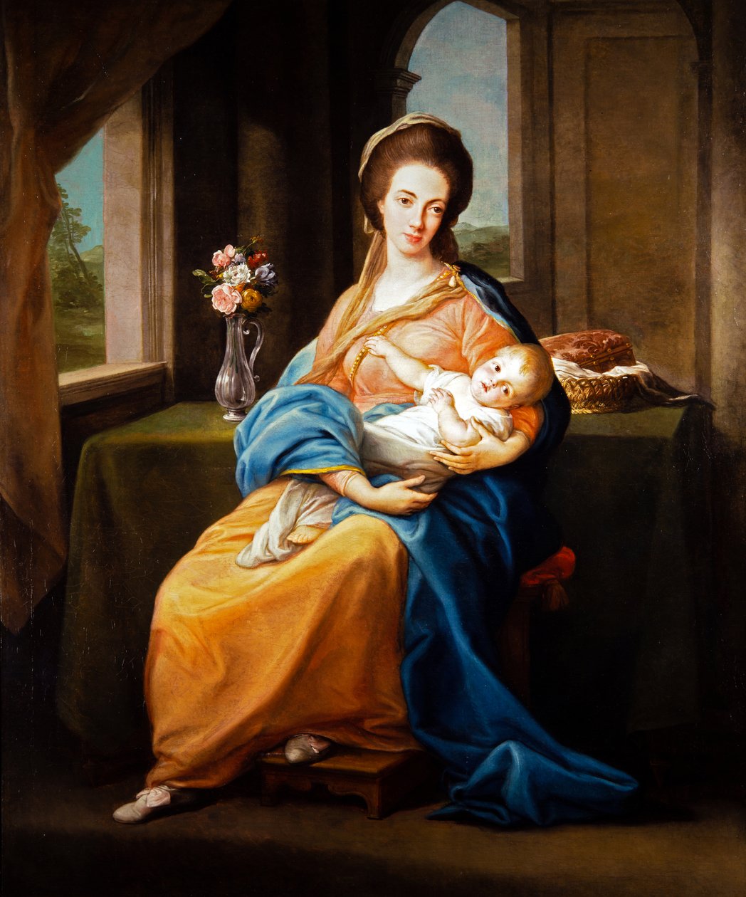 Pair of Portraits, Lady with a Child by Pompeo Girolamo Batoni