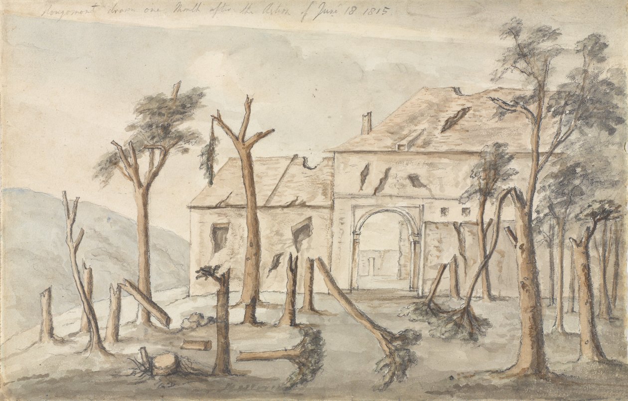 Hougoumont drawn one month after the Action of June 18 1815, July 1815 by Ponsonby